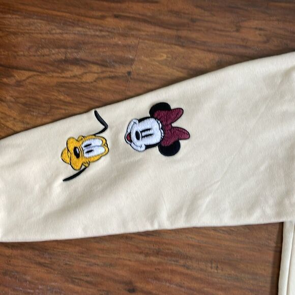 Disney Mickey Mouse Women’s Ivory Color Full Zip Hooded Sweatshirt Sz XS - Picture 2 of 10